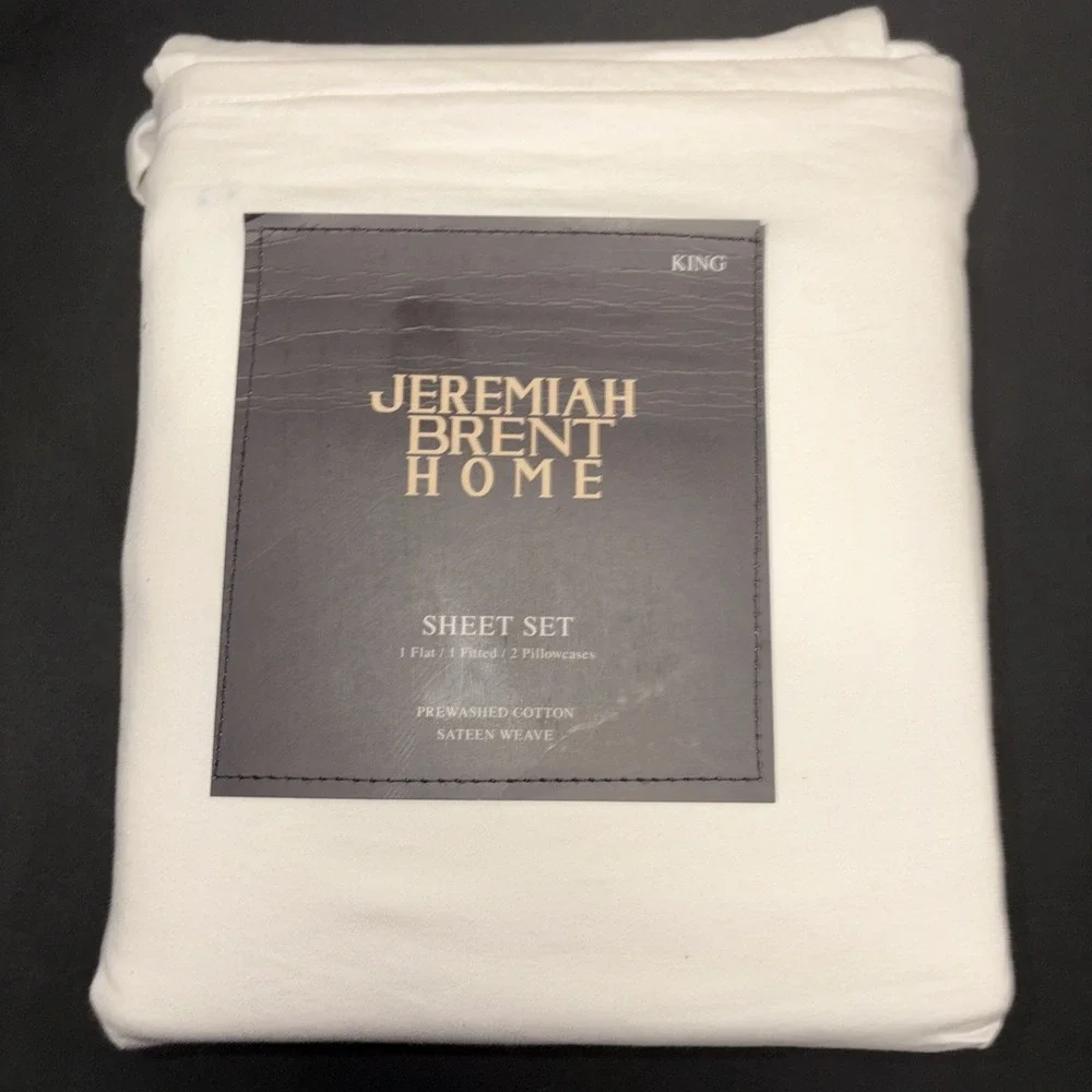 Jeremiah Brent Home Cotton Sateen Weave  4 Piece Sheet Set Size King 20726